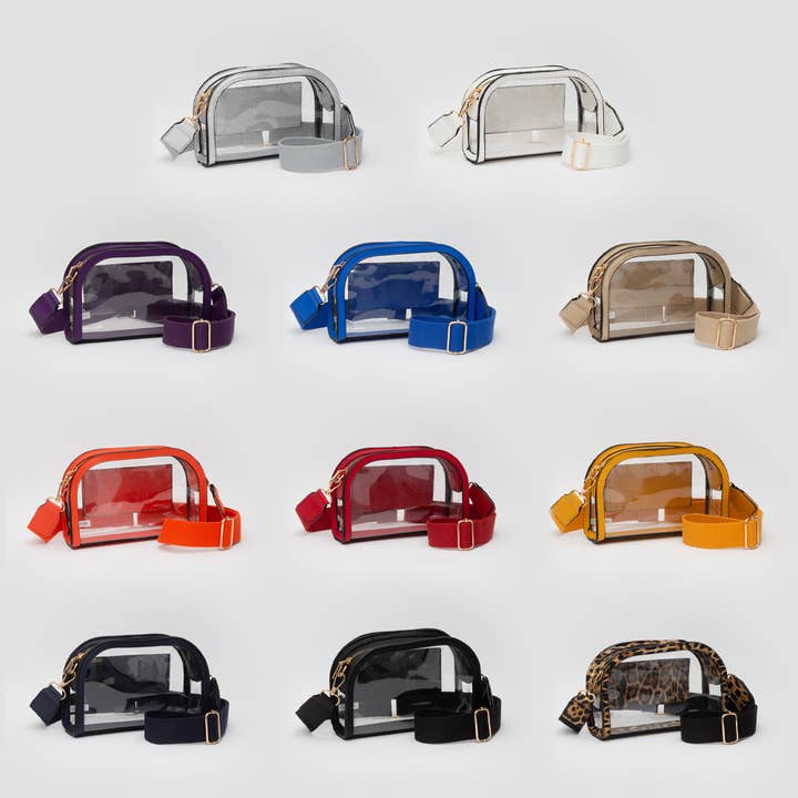 Kamerataske i transparent imiteret læder med skulderrem for engroshandel hos Sensibling Corp.