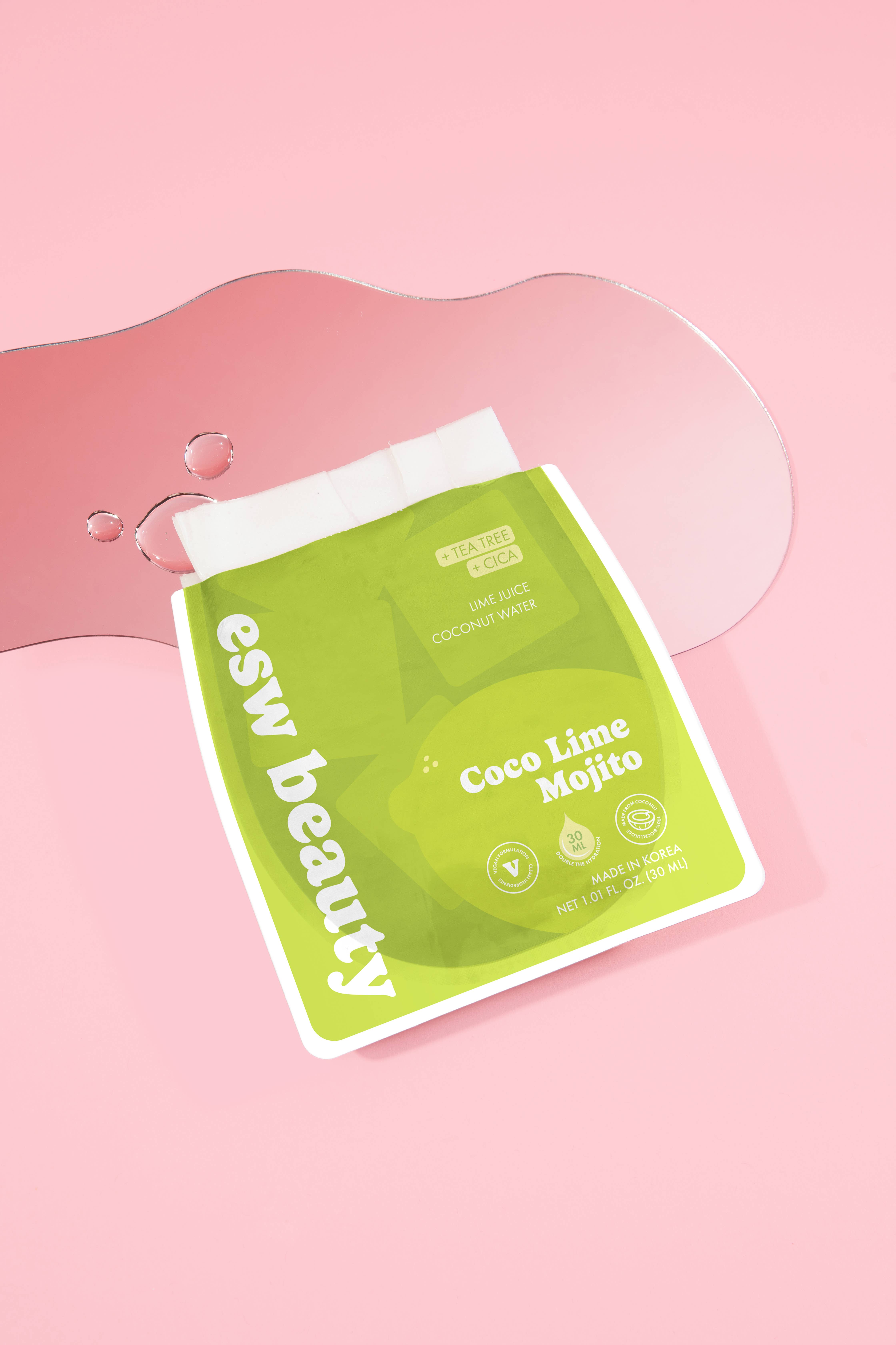 ESW Beauty - Wholesale Skincare Face Mask - Coco Lime Mojito Clarifying Biocellulose Mocktail Mask6