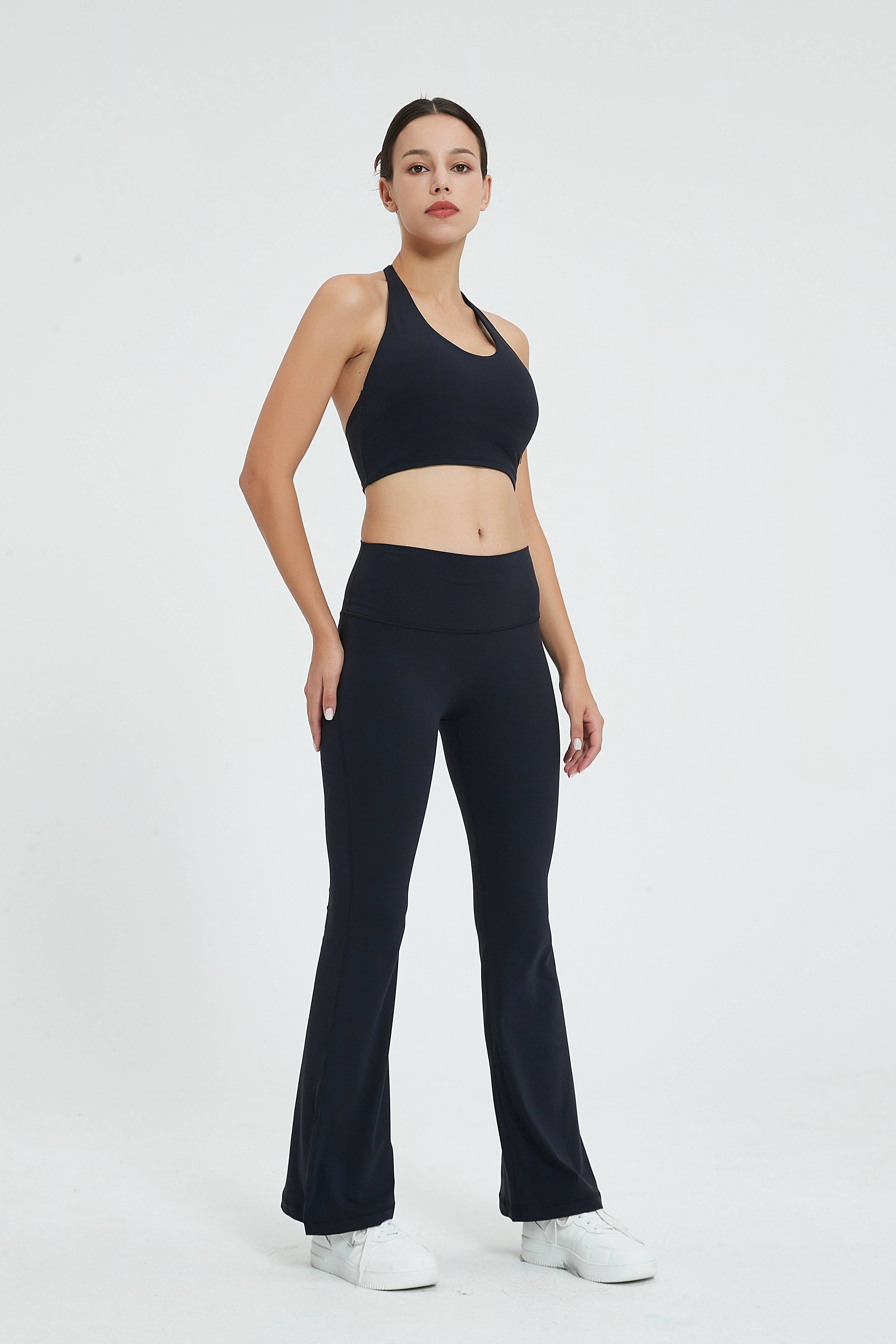 91thelabel – wholesale Activewear set – Women′s – Daphne Lycra® Halter Neck Sports Bra & Flare Pant Set 12