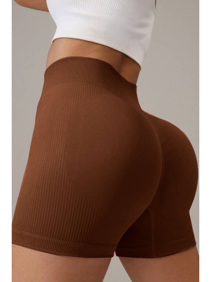 Color 5 - Wholesale Athletic Shorts - Women's - Solid color seamless active wear yoga shorts w/ scrunch butt4