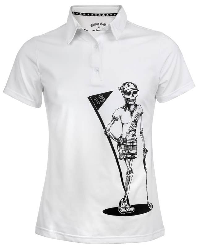 Tattoo Golf Clothing - Wholesale Polo - Women's - Ladies Mrs. Bones Golf Shirt (White)0