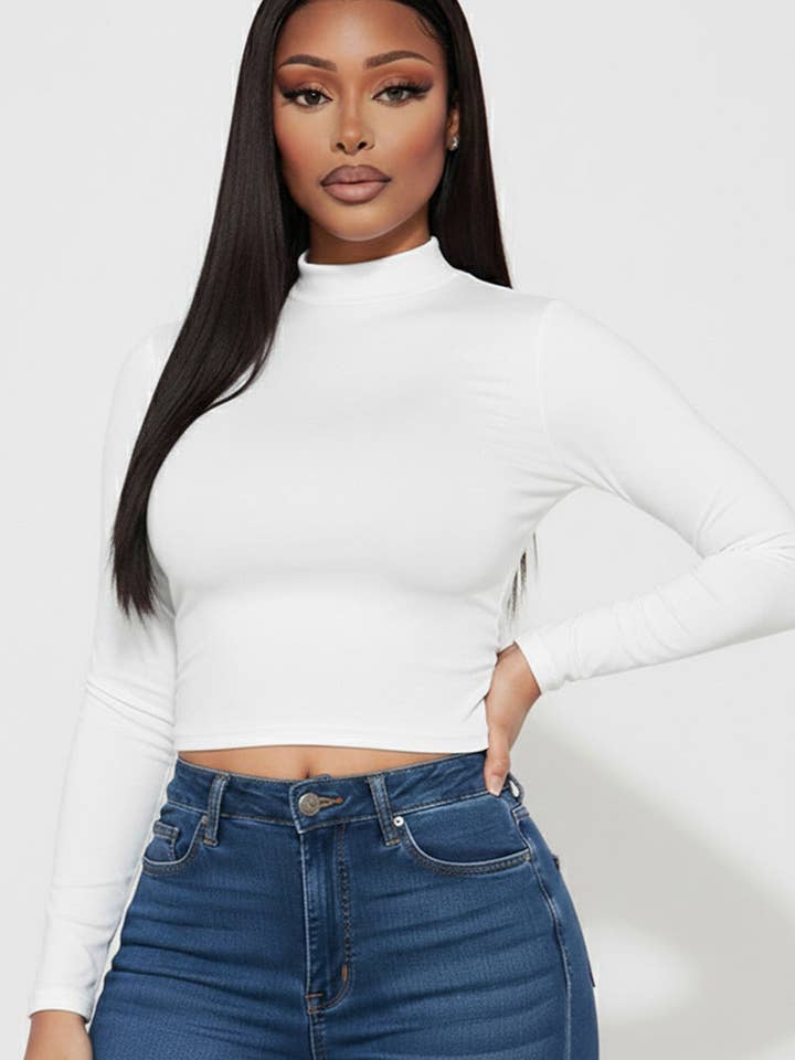 CAPELLA APPAREL - Vente Haut en maille – femme - Haut uni à col montant24