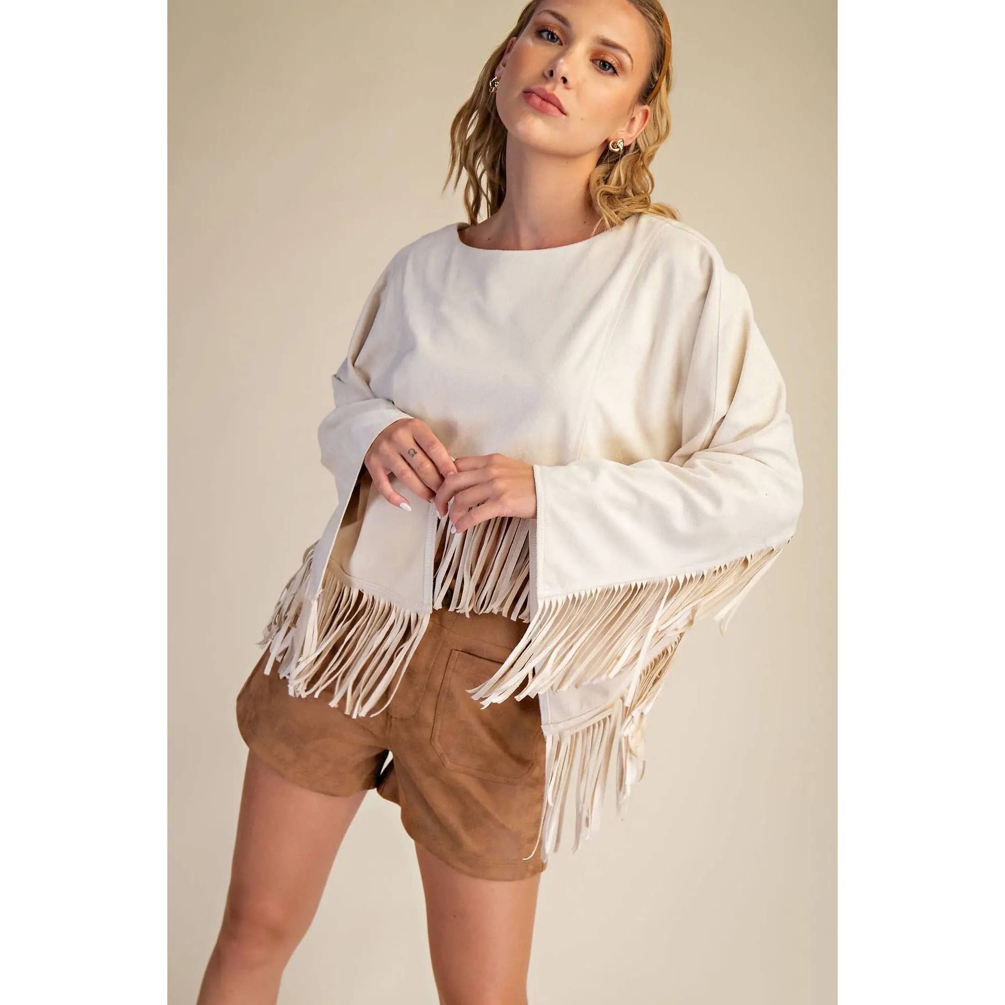 STYLE USA – wholesale Tunika - Dam – NY Sämsskinnsfransponcho15