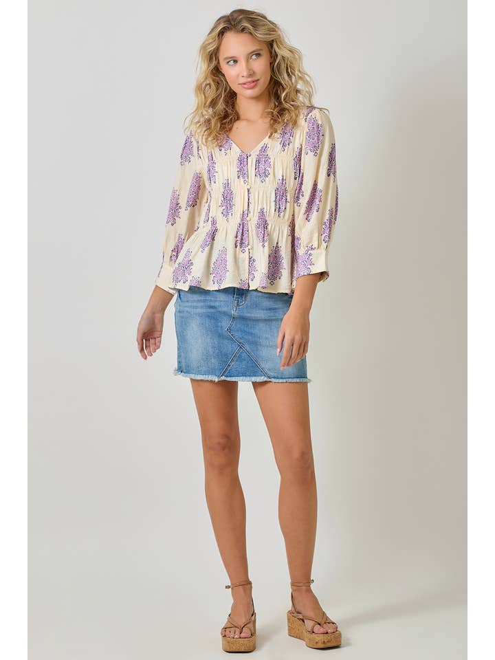 Ivory 61109 Puff Sleeve Smocked Blouse for wholesale on Faire4