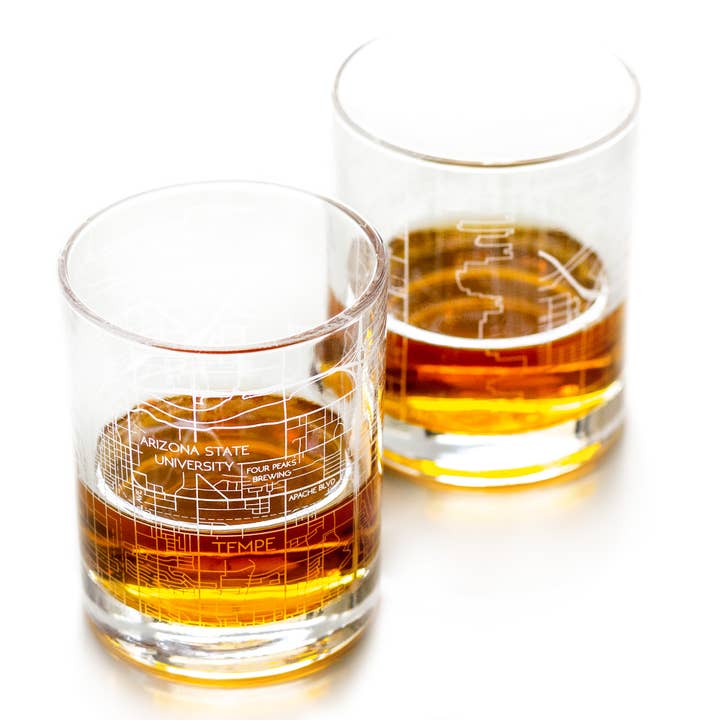 Tempe Whiskey Map Glass (Set of 2) for wholesale by RES|SCU