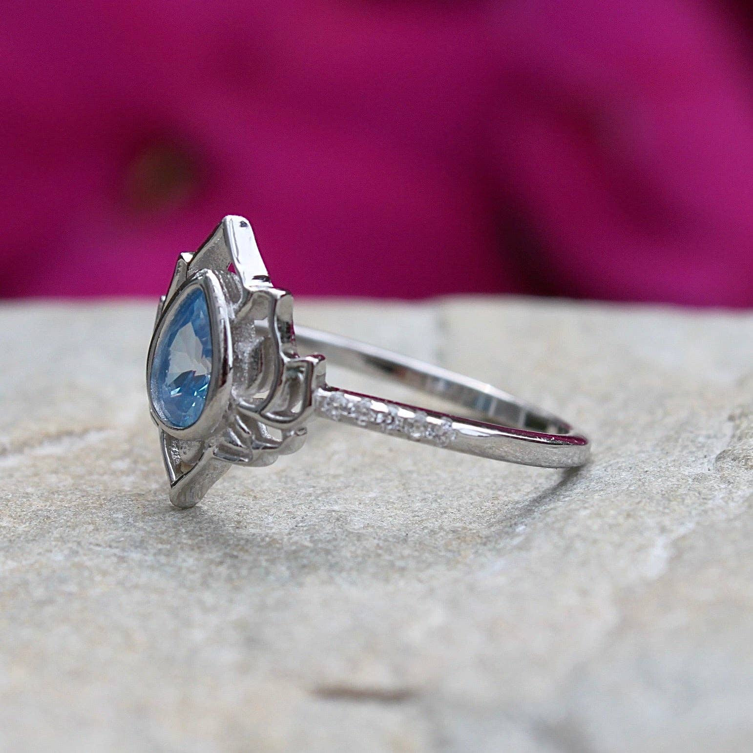Moonrise Jewelry - Wholesale Single Stone/Solitaire Ring - R-78 Blue Topaz Lotus Ring4