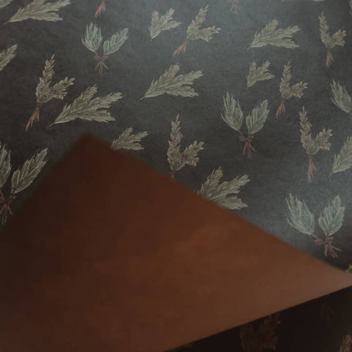 MyDesignPictures - Wholesale Wrapping Paper Roll - Set Of 3 Pieces Green branches Kraft Wrapping Paper5