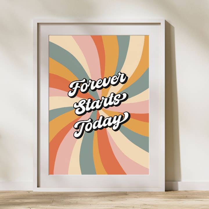 Forever Starts Today Retro konsttryck, A6, A5, A4 för wholesale av Kingtoni Cards