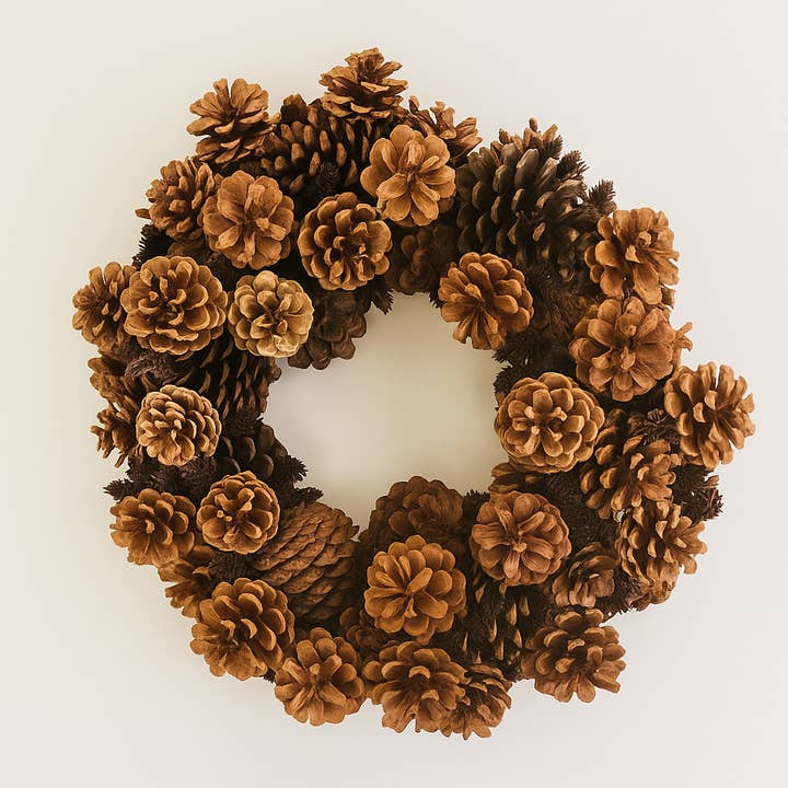 GS Foliage – wholesale Wreath – 14" Natural Pinecone Wreath