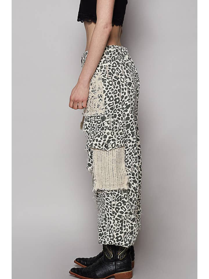 Pol Clothing - Wholesale Pants - Women's - Vintage Wash Crochet Patches Distress Jogger Pants SALE43