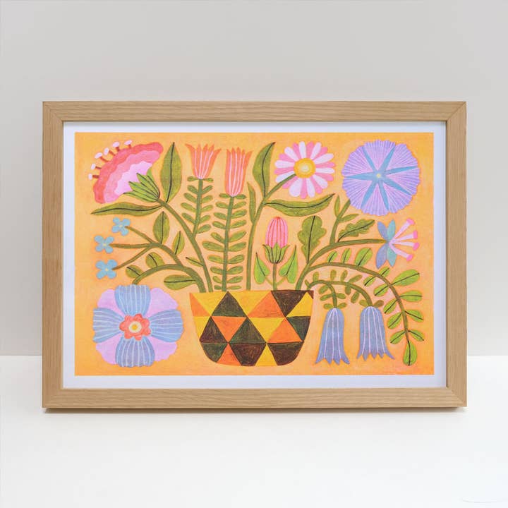 Volkslandschaft 2 | A3 Risograph-Druck, Blumen-Wandkunst für den Großhandel von Printer Johnson Ltd