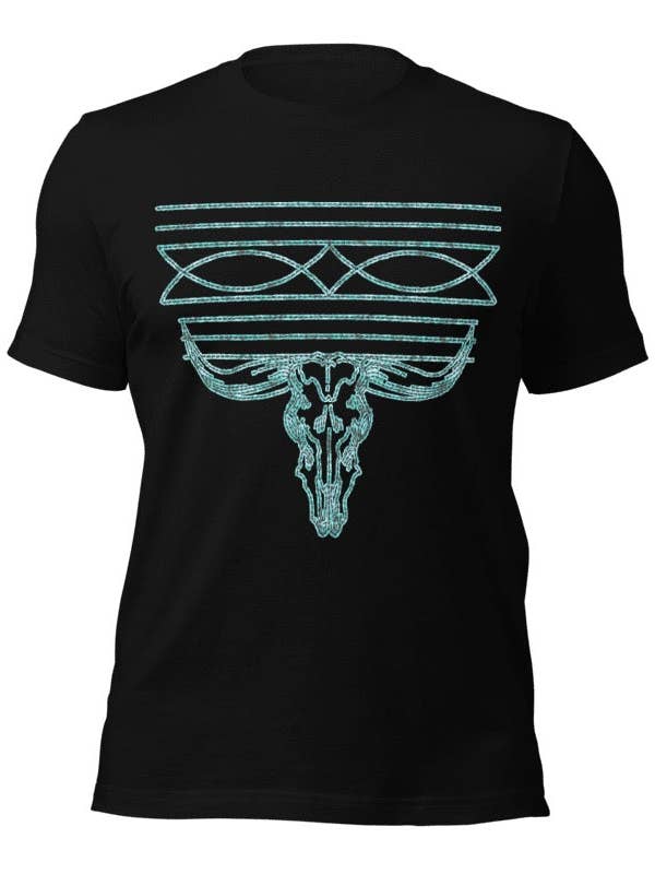 Faux embroidered boot stitch tee for wholesale by The Runnin Iron