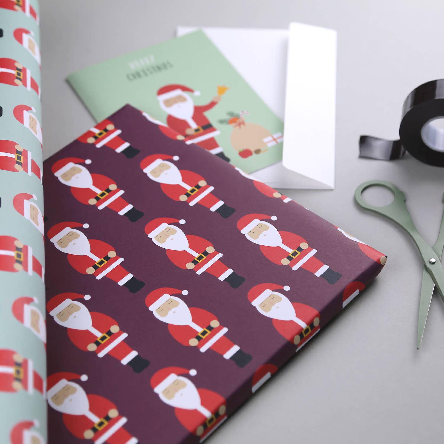 Kunst an Papier - Venta al por mayor Sobre de papel de regalo - Papel de regalo verde con Santa Claus Walter5