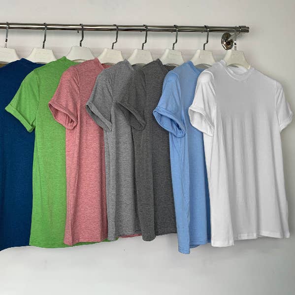 Korta ärmar Enfärgade T-shirts med rund hals för wholesale av UZ Wholesale Store