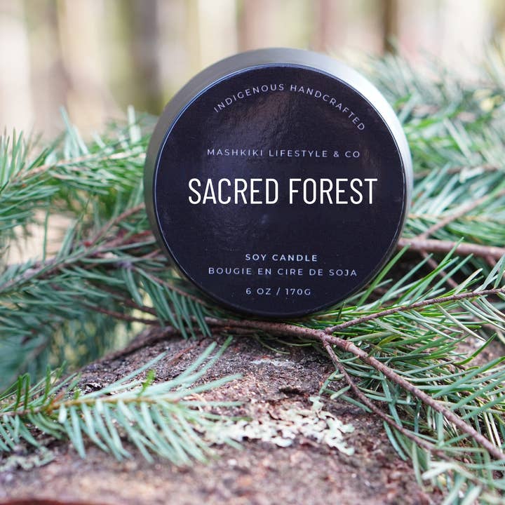 Sacred Forest | Pinewood + Eucalyptus - 6oz Soy Candle Tin for wholesale by Mashkiki Lifestyle & Co.