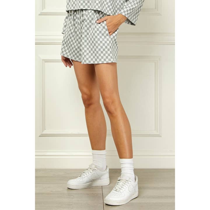 Veveret - Wholesale Shorts - Women's - Checker Jersey Drawstring Short 8