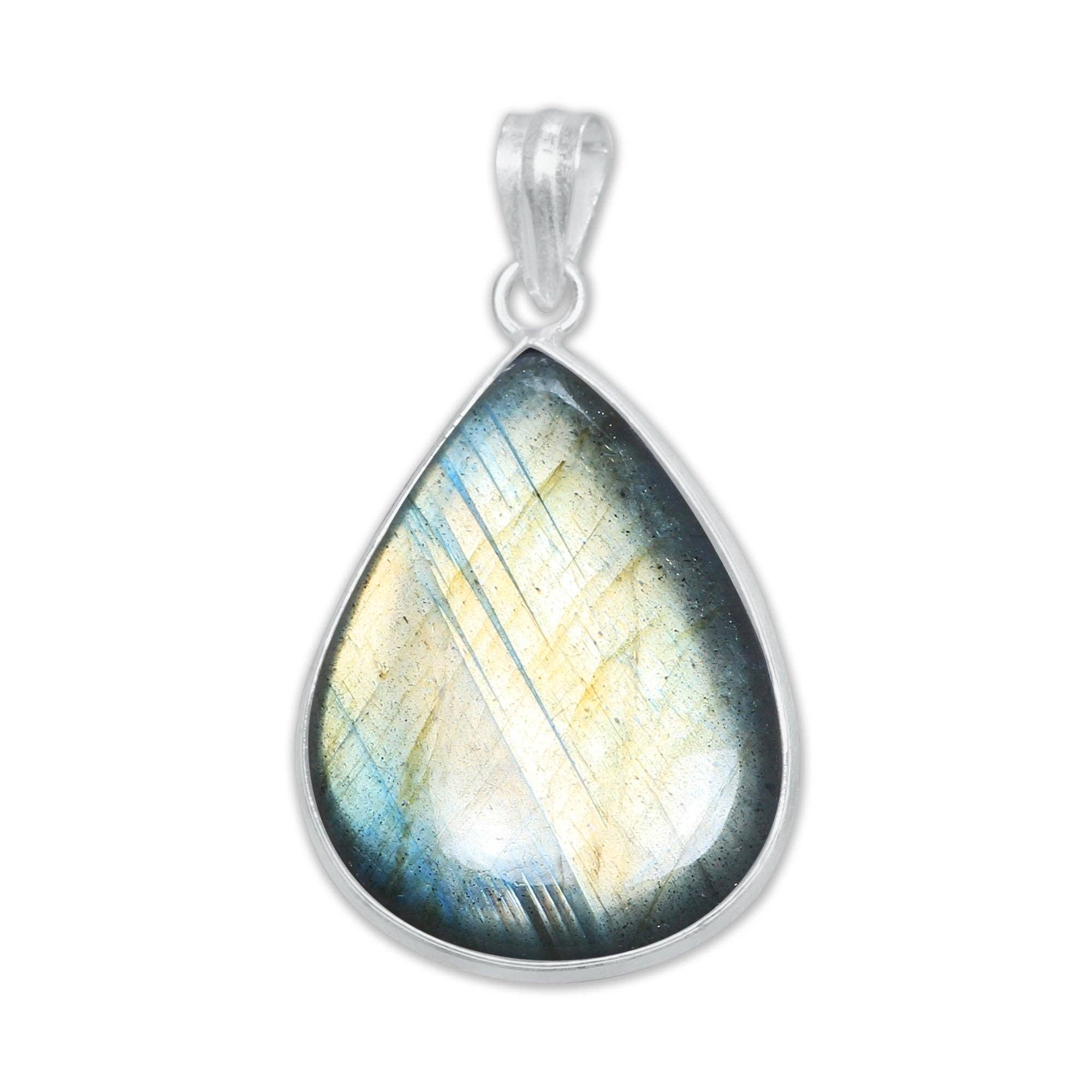 Handmade Jewels - Wholesale Individual Charm/Pendant - Labradorite Minimalist Pendants -  Handmade, Silver-Plated Brass, Wholesale19