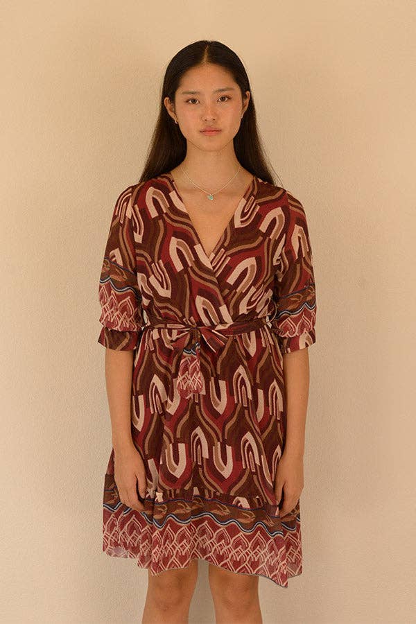 Ambiente - Wholesale Dress - Women's - V-NECK PRINT DRESS - D2023LA0245