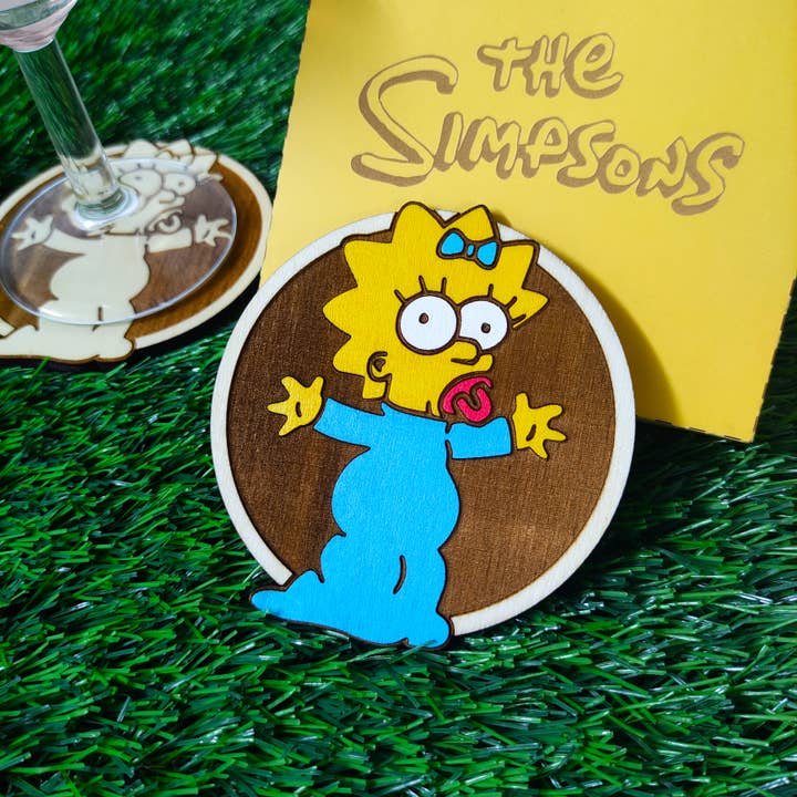Herbs&Belles - Wholesale Coasters - Set of 6 Colorful Simpsons Wooden Coasters, Homer Marge Bart5