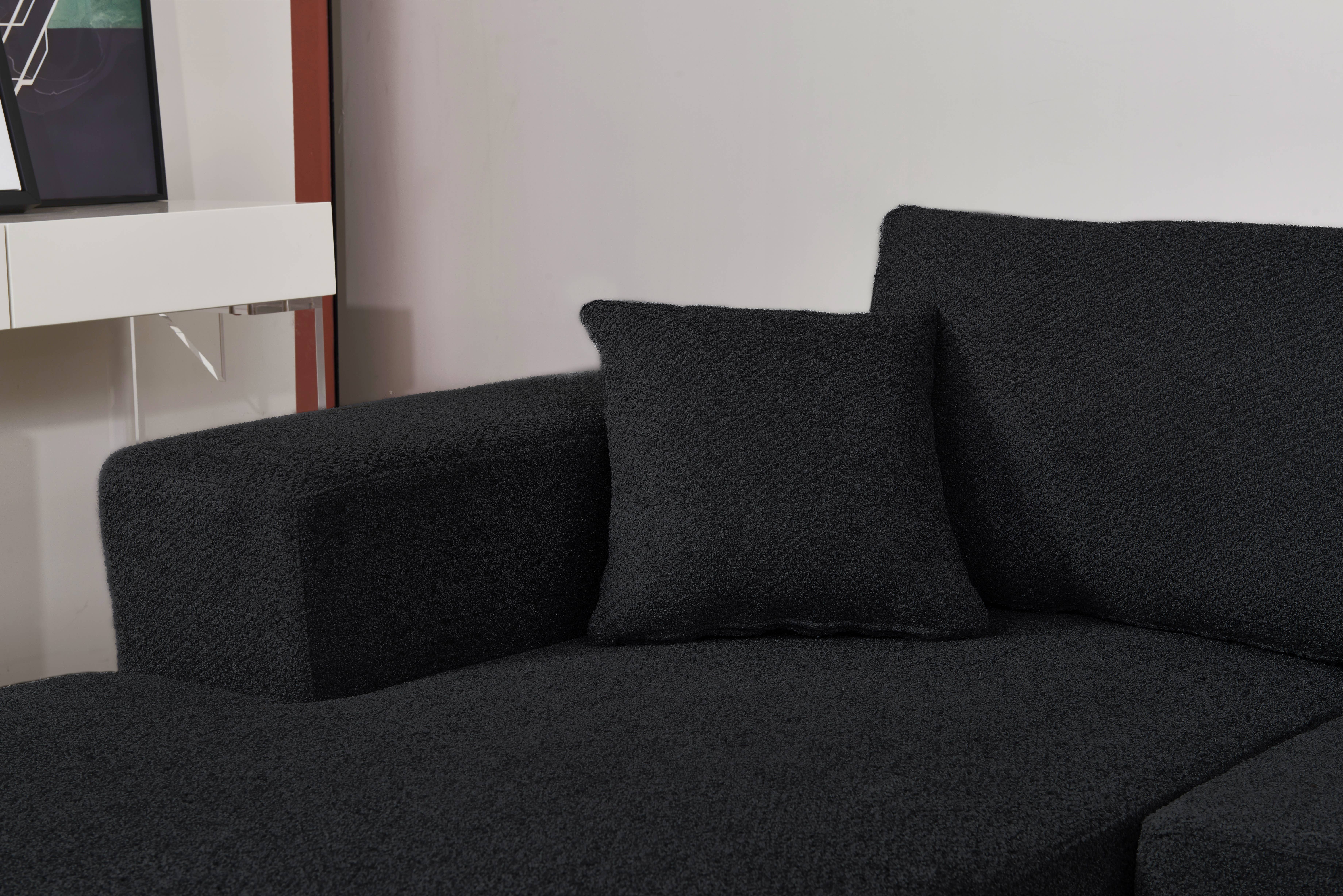 LivingTaste Home Inc - Vente Canapés - Canapé d'angle noir en L – méridienne 3 places6