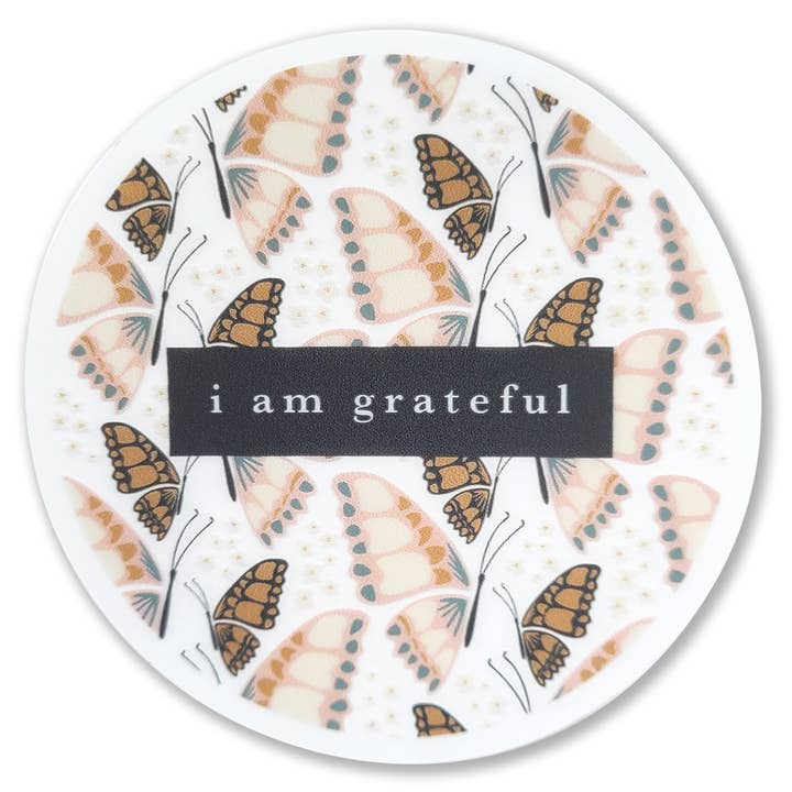 Butterfly Gratitude Clear Sticker for wholesale by Maylay Co.