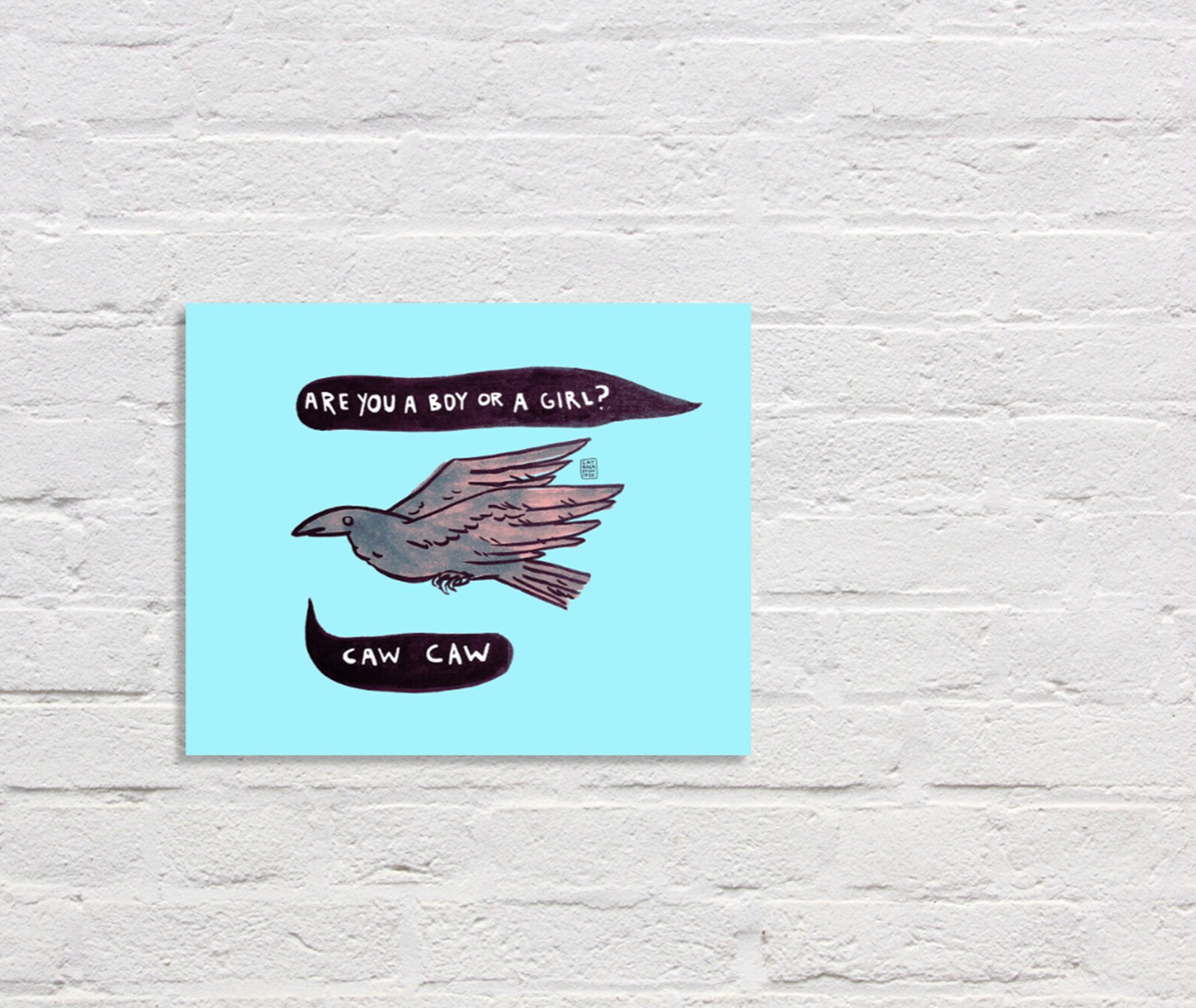 Cat Rocketship - Vente Affiche d'art - Es-tu un garçon ou une fille ? Genre : corbeau, impression 8 x 10, 5 x 71