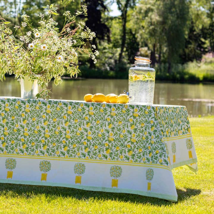 Limon Blockprint Tablecloth for wholesale by FARO