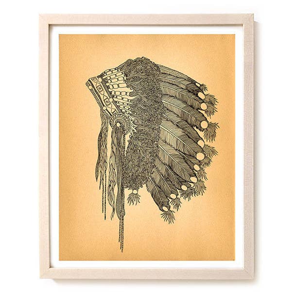 Impression d'art amérindien "Coiffe" pour la vente par Matthew Allen Art