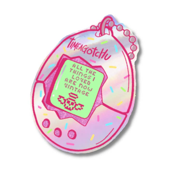 Timeagotchu Holographic Sticker for wholesale by Salt & Paper
