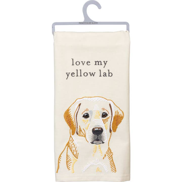 Love My Yellow Lab Kitchen Towel for wholesale by Primitives by Kathy