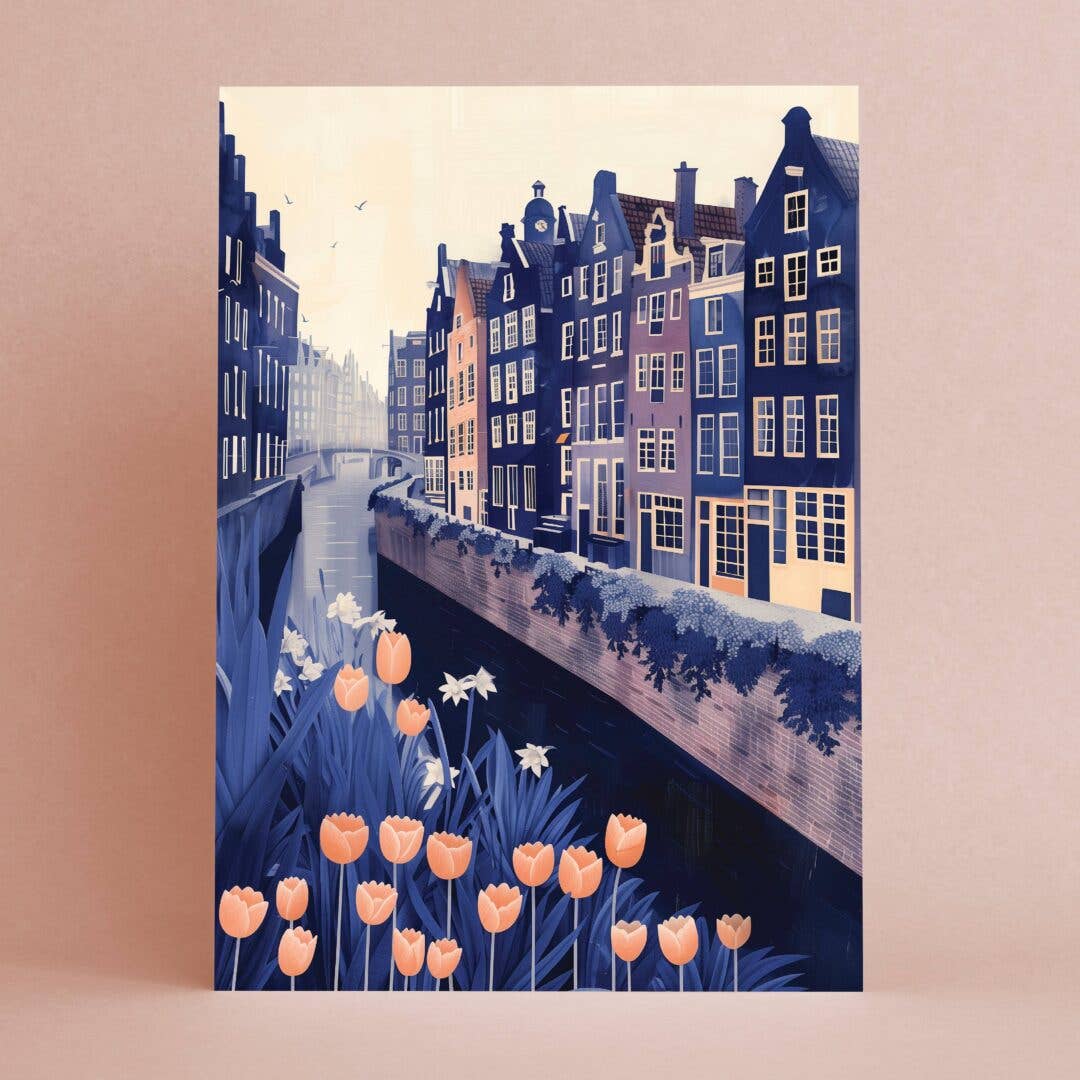 Botanopia - gifts , decor and cards for plant lovers - Vente Carte de vœux classique - Promenade le long du canal | Carte de vœux du quotidien | Néerlandais1