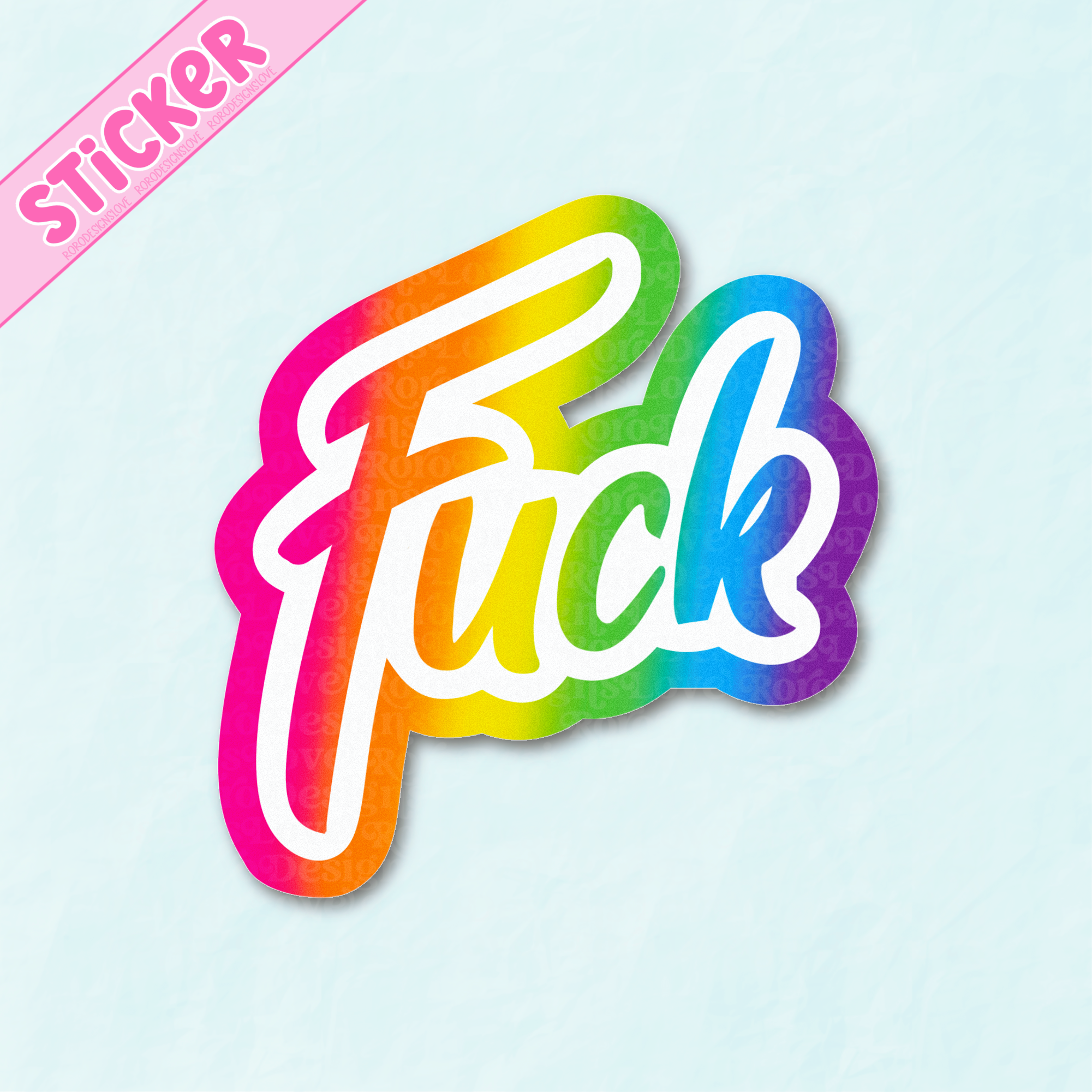 RoroDesignsLove - Wholesale Sticker - Y2K rainbow fuck sticker for water bottle, 90s inspired6