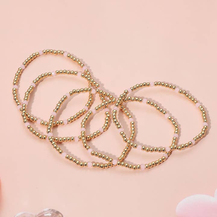 Sensibling Corp. - Wholesale Jewelry Set - 5PCS - Skinny Beaded Stretch Multi Layered Bracelets5