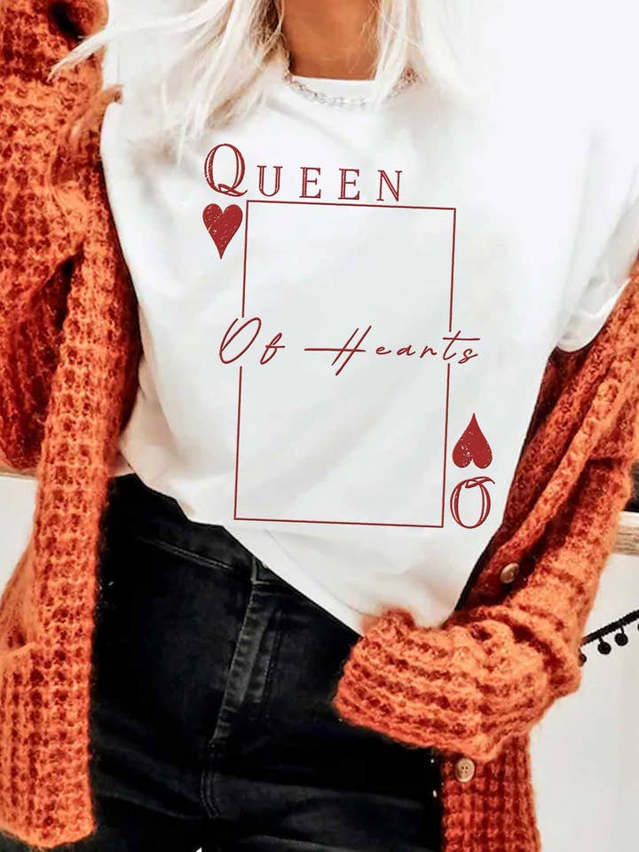 QUEEN OF HEARTS GRAPHIC TSHIRTS for wholesale by Rustee Clothing