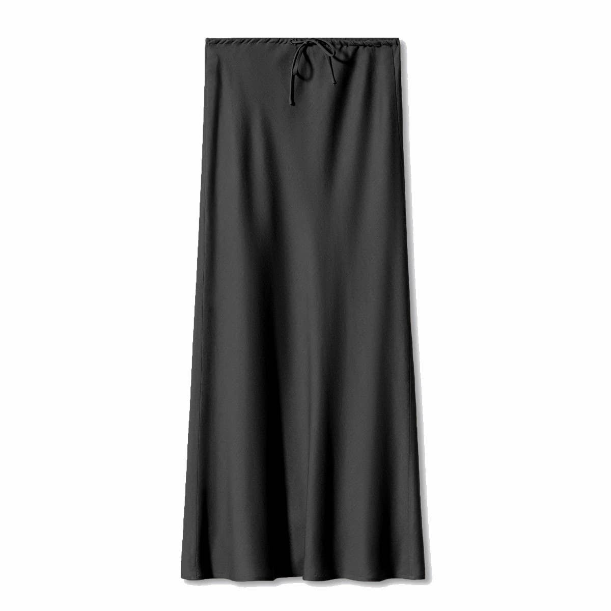 HIDDENBRAND - Wholesale Skirt - Women's - Satin High-Waisted Drawstring Tie Maxi Skirt0