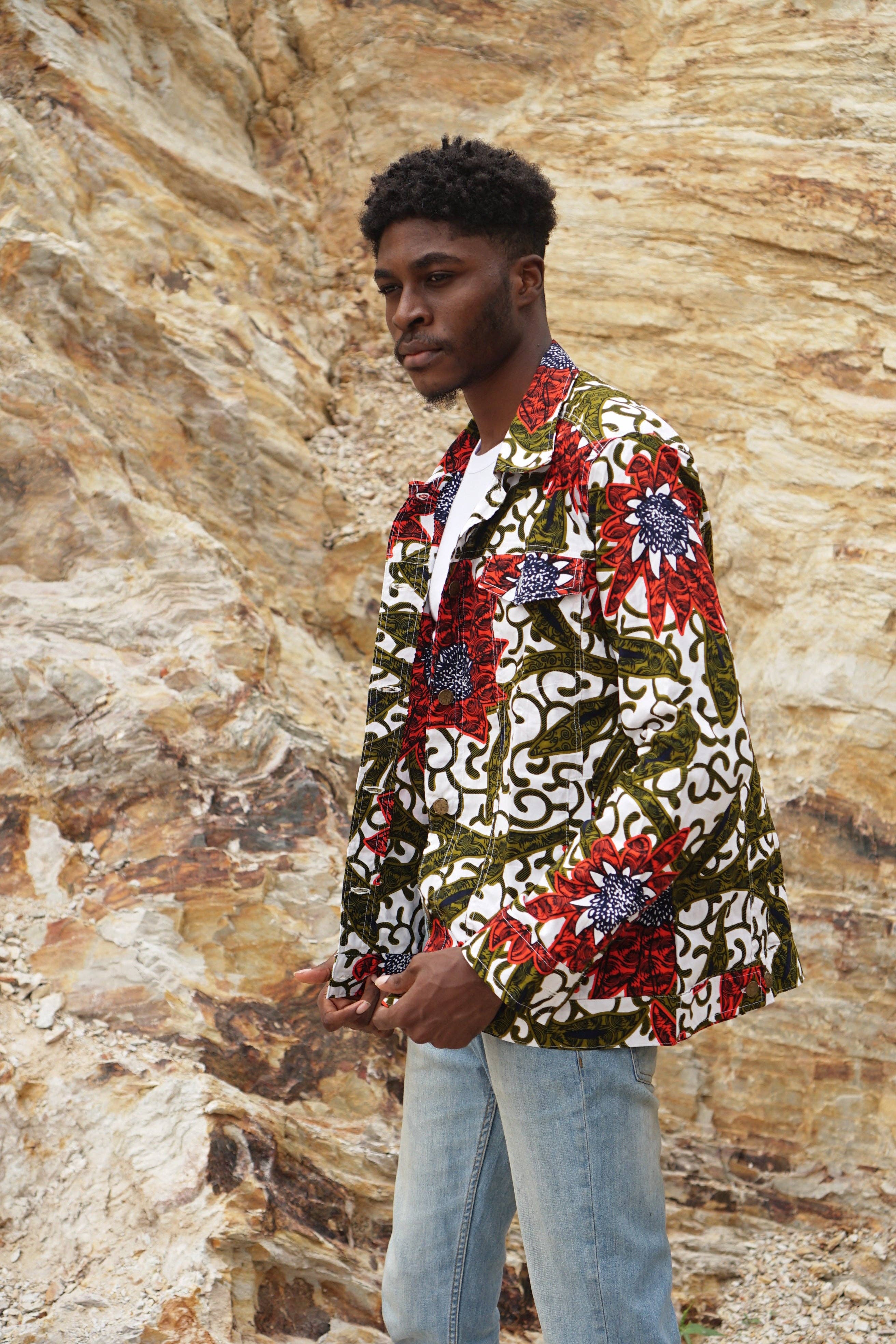 BATIK BOUTIK - Venta al por mayor Chaqueta - Hombre - CHAQUETA UNISEX CON ESTAMPADO AFRICANO | FLORAL VINE 2