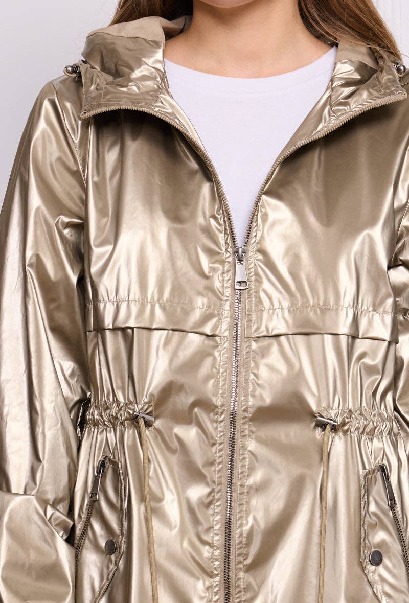 SOFTY - Wholesale Raincoat - Women's - Iridescent effect drawstring waterproof jacket S56037