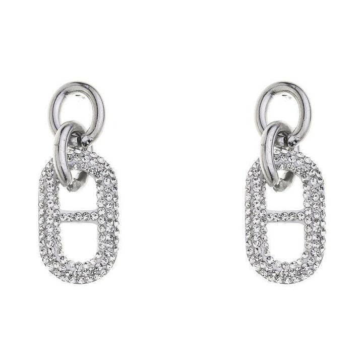 Stainless steel earrings - mini rhinestone ellipse for wholesale by Fox by Ren GmbH