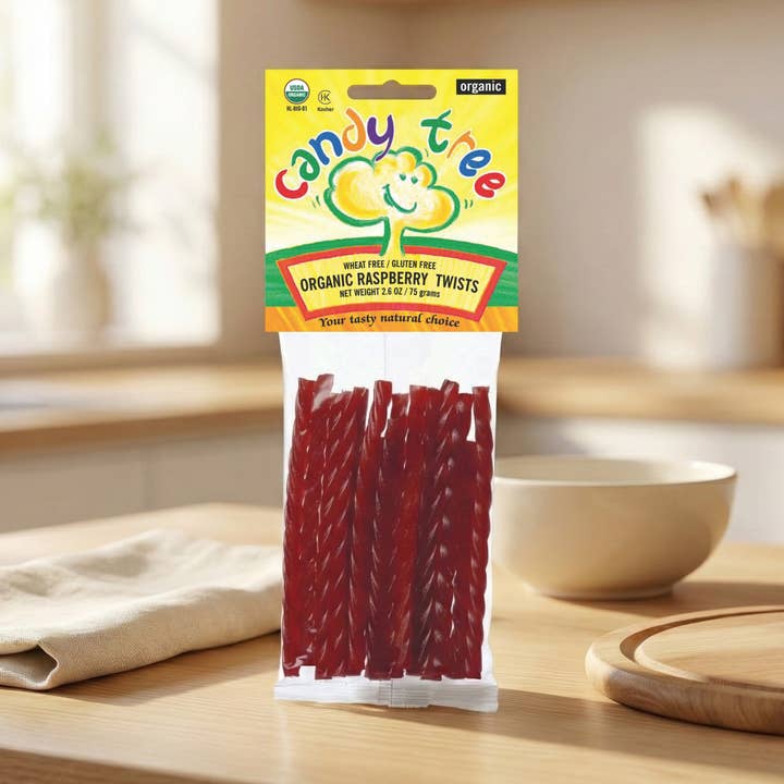 Organic Raspberry Twists - 75g Pack for wholesale by Candy Tree