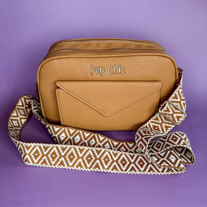 Camel Out Out Dog Walking Bag - faux leather luxury dog walking bag for wholesale by Pup Chic Boutique