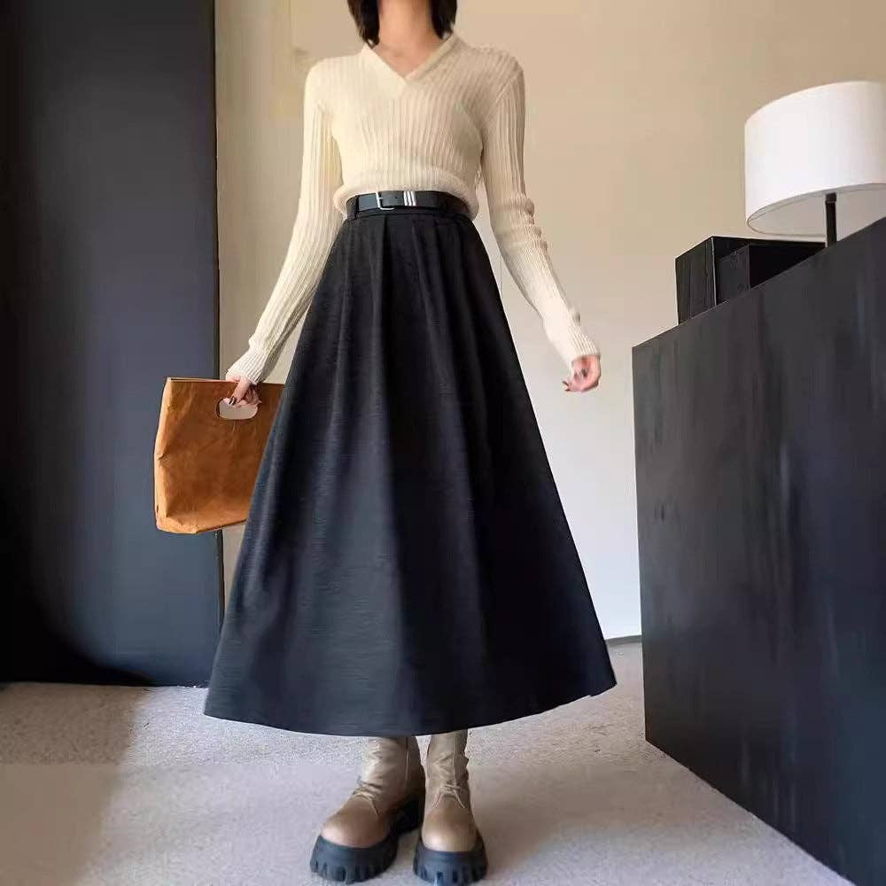 Marayn – wholesale Skirt – Women’s – Chic Korean Knit Midi Skirt HighWaisted Slimming ALine9
