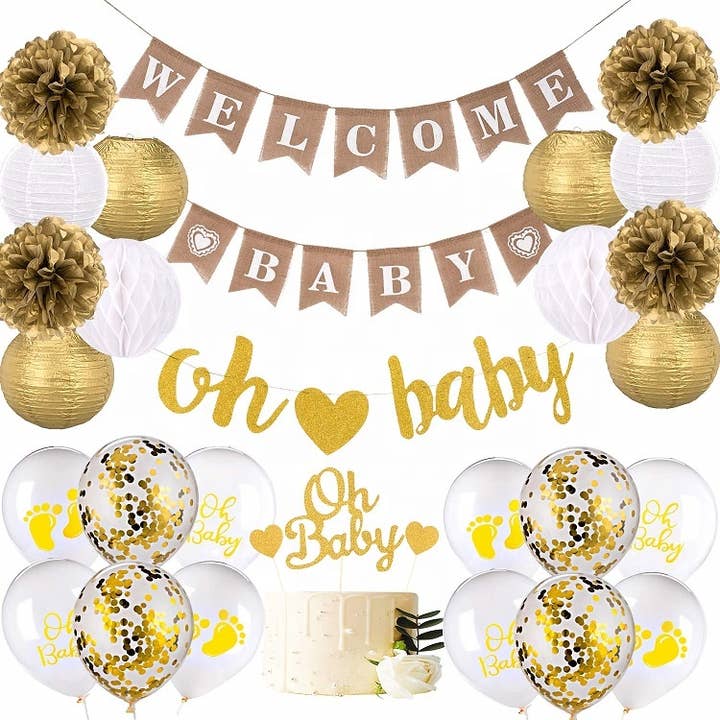 Oh Baby! Burlap Decoration Kit - 35 pieces! for wholesale by Your Party Box