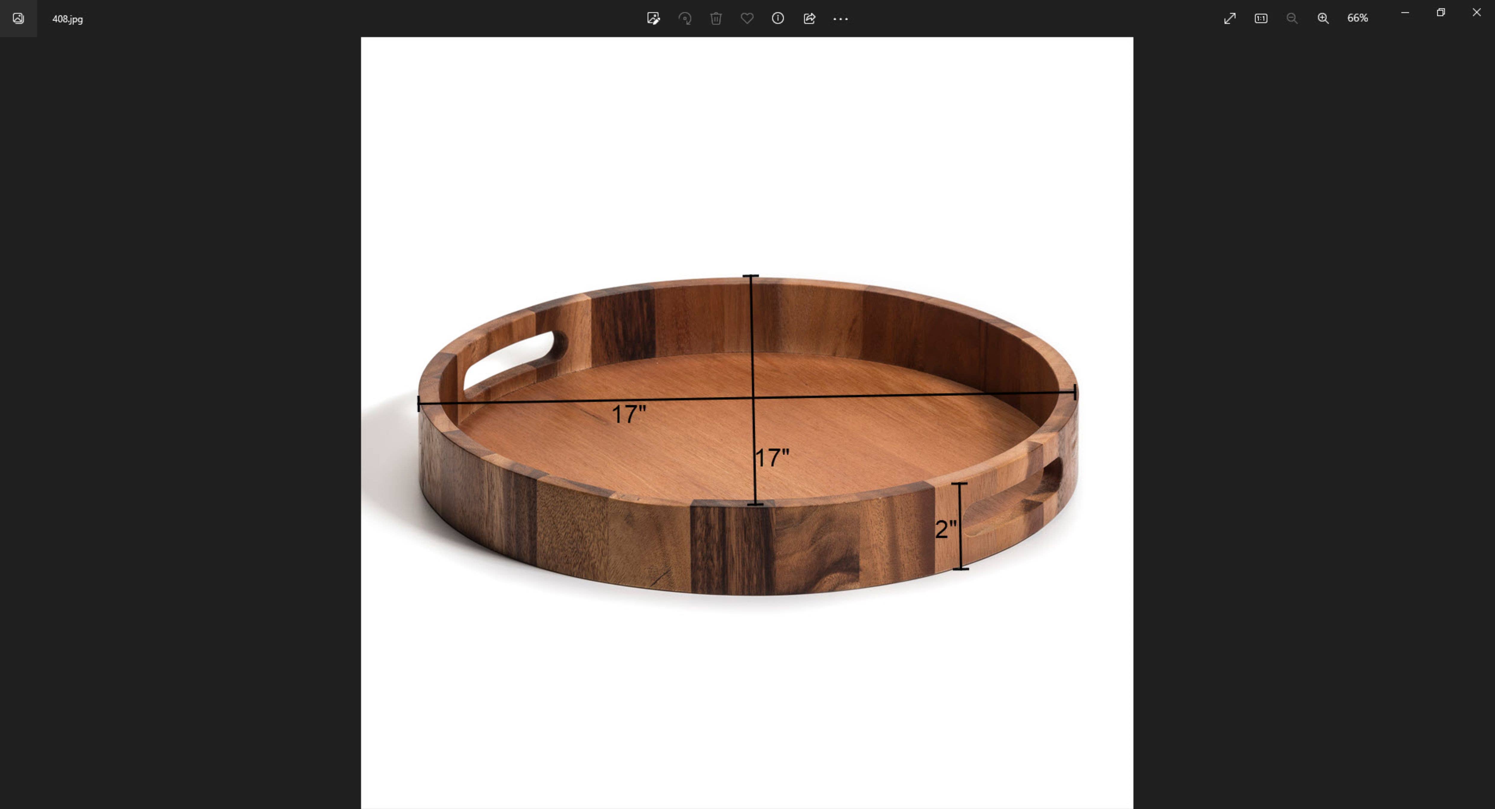 Kalmar Home - Vente Plateaux de service - Plateau rond en bois d'acacia de 17" pour servir et recevoir3