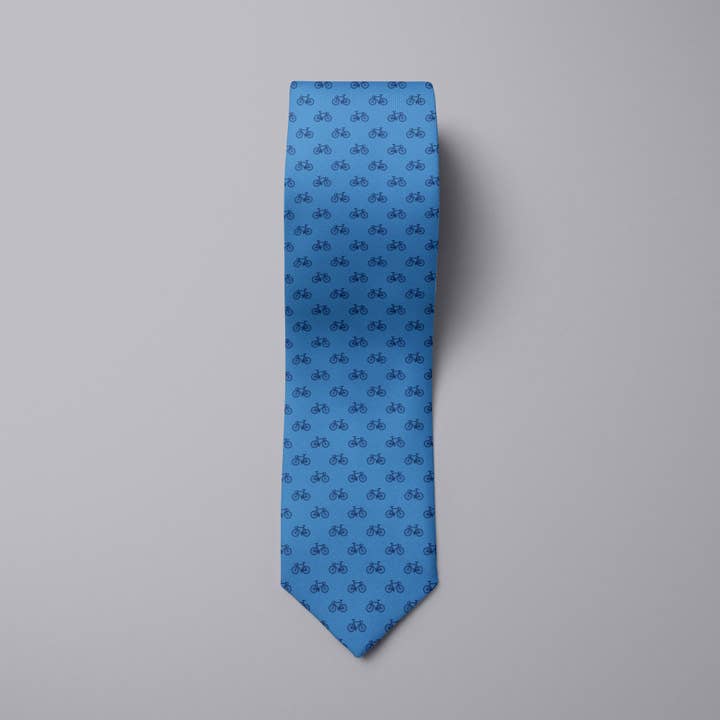 Bicycle tie with light blue background for wholesale by BOBBY SILVER