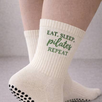 Eat Sleep Pilates Repeat - Grip-Socken für Pilates für den Großhandel von Grip & Flow