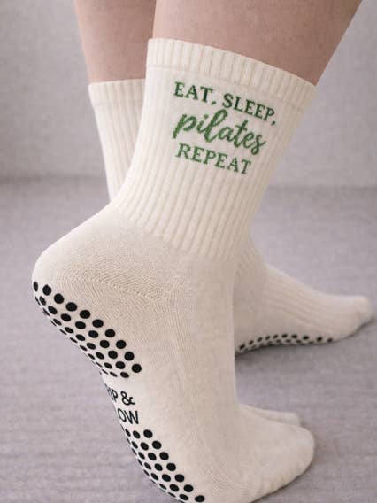 Grip & Flow - Wholesale Socks - Women's - Eat sleep Pilates repeat, Pilates grip sock 0