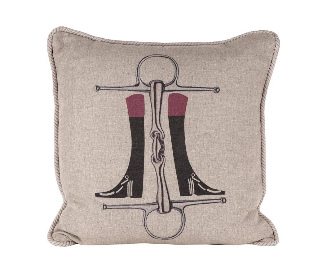 Ox Bow Decor - Wholesale Throw/Decorative Pillow - Equestrian/ Boots 'n Bit Linen Pillow