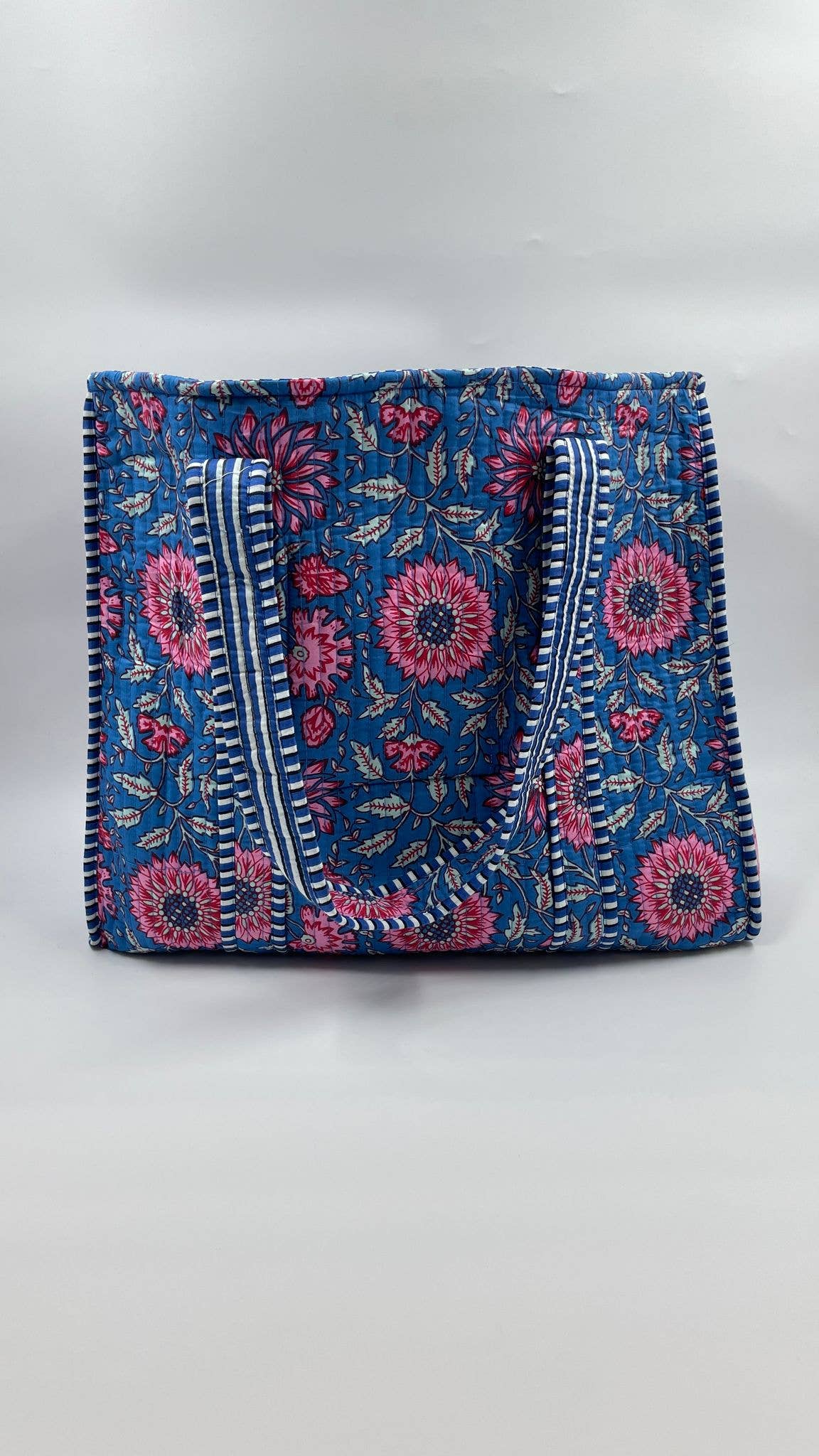Funky Yak Ltd - Wholesale Tote Bag - Women's - 100% Cotton Kantha Quilted Boho Reversible Floral Tote Bag