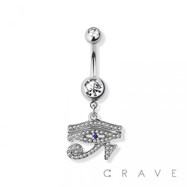 CRAVE – wholesale Belly ring – EGYPTIAN HORUS EYE DANGLE 316L SS NAVEL BELLY RING