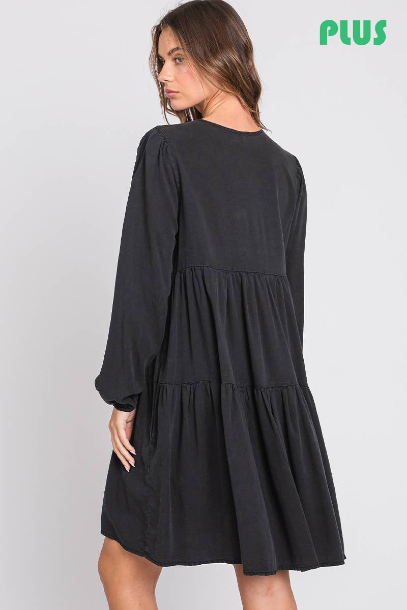 ZiA Apparel - Vente Robe – femme - Robe fine en jean à plusieurs niveaux grande taille6